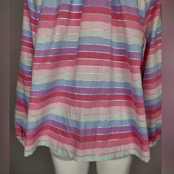 J Crew Peasant top in metallic pastel stripe Size Large - Picture 10 of 13